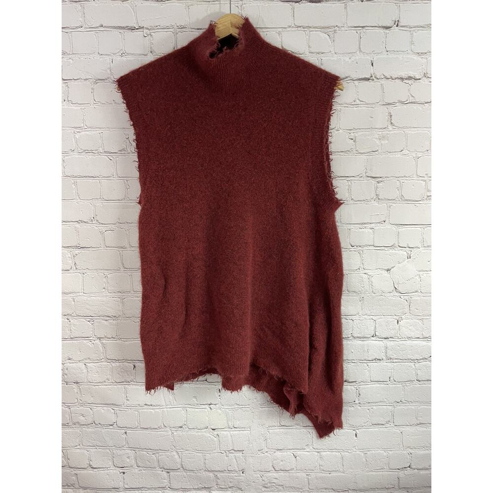 3.1 Phillip Lim Women's Mock Neck Sleeveless Knit Sweater Burnt Red Size XS